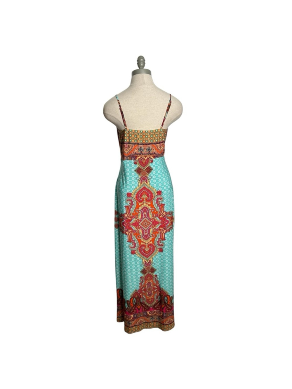 VENUS Multi Colored Floral Paisley Print Maxi Dress with Beaded Embroidery Small - Picture 8 of 13
